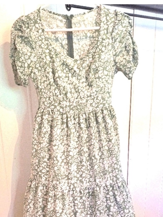 Abercrombie & Fitch Dresses & Skirts - Sage Green and White Midi Emerson Smocked Square Neck Dress